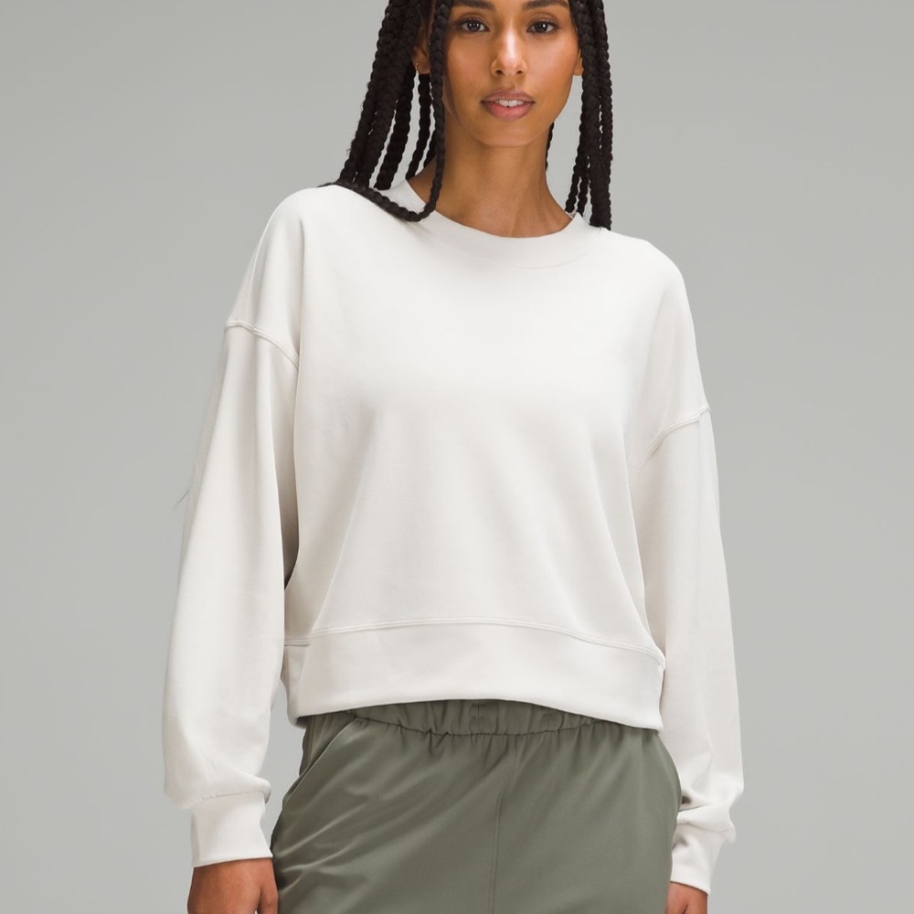 Lululemon Softstreme Perfectly Oversized Cropped Crew in White Opal